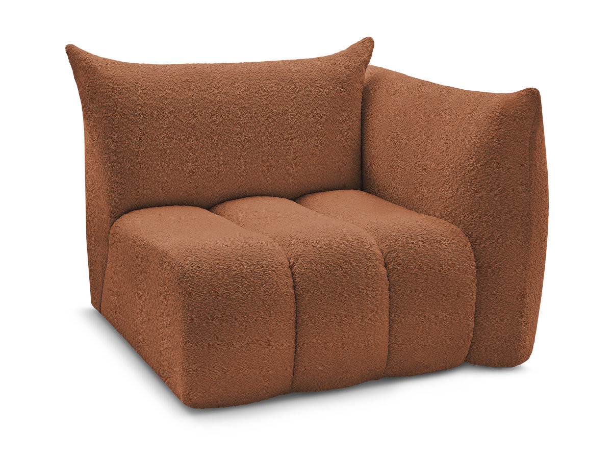 chauffeuse 1 place avec accoudoir pour canapé modulable azra tissu bouclette de couleur orange