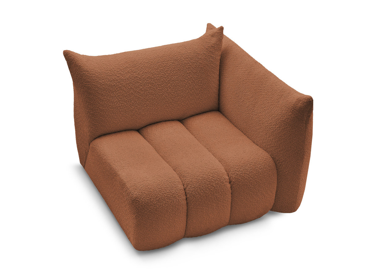 Chauffeuse 1 place avec accoudoir pour canapé modulable AZRA tissu bouclette