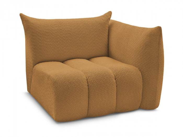 Chauffeuse 1 place avec accoudoir pour canapé modulable AZRA tissu bouclette