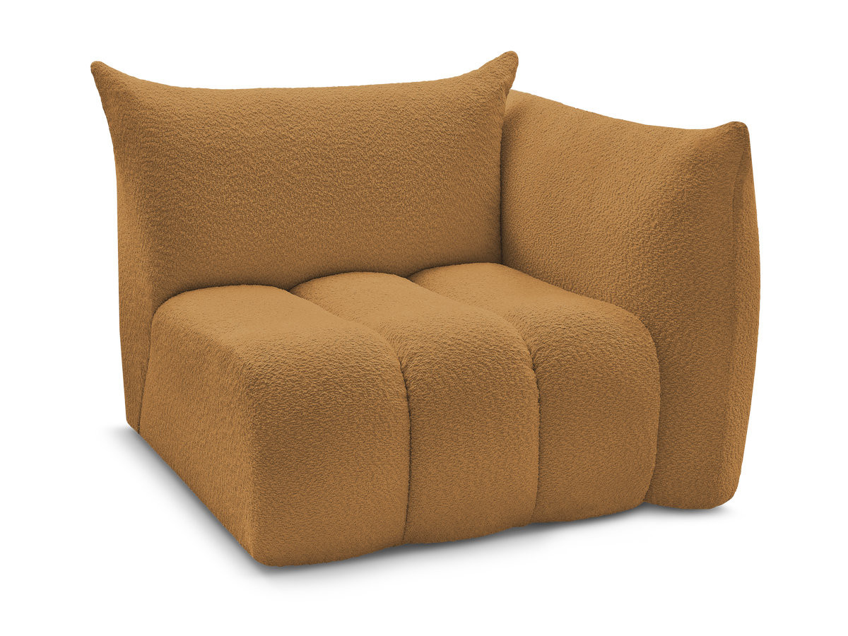 chauffeuse 1 place avec accoudoir pour canapé modulable azra tissu bouclette de couleur jaune