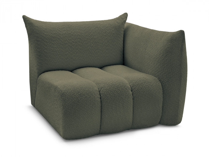 Chauffeuse 1 place avec accoudoir pour canapé modulable AZRA tissu bouclette