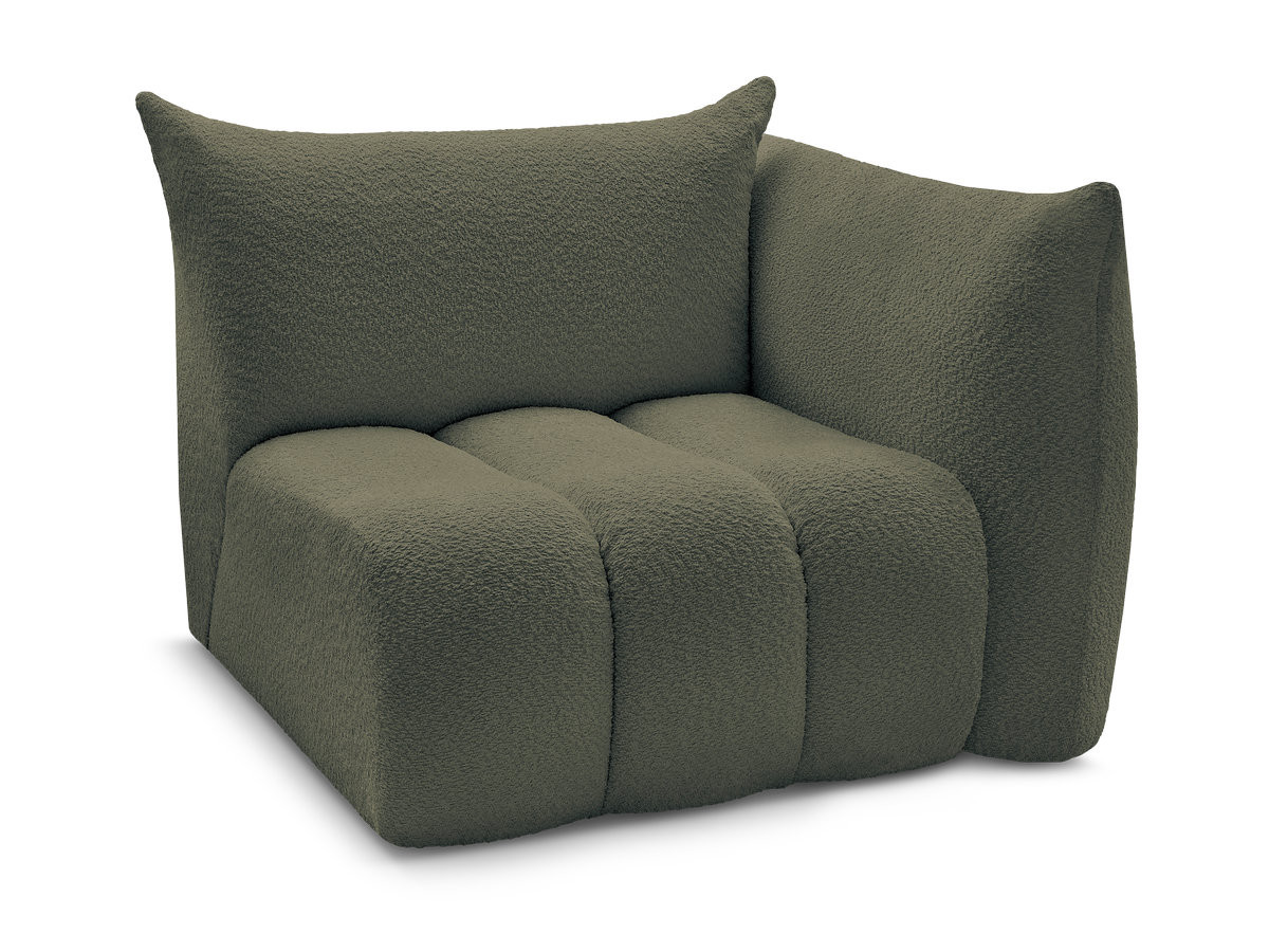 chauffeuse 1 place avec accoudoir pour canapé modulable azra tissu bouclette de couleur vert