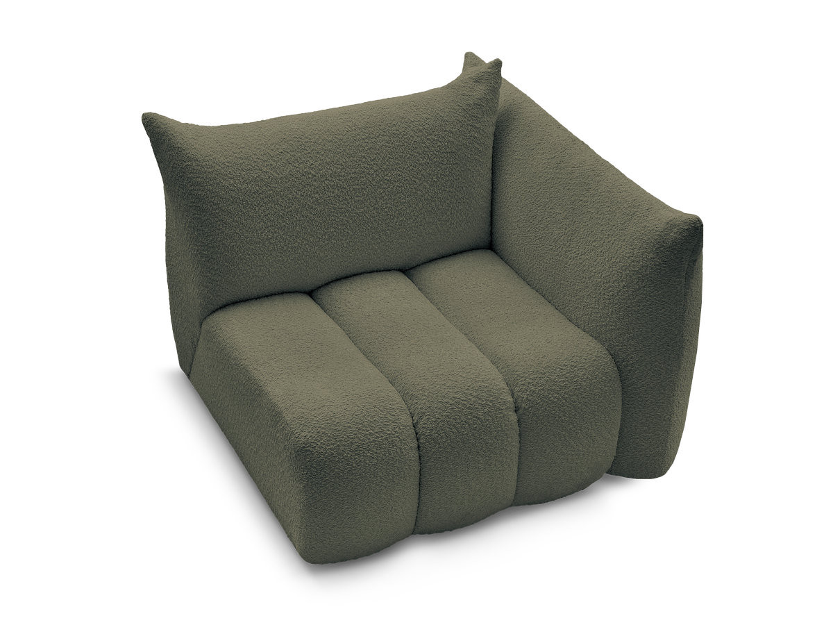 Chauffeuse 1 place avec accoudoir pour canapé modulable AZRA tissu bouclette