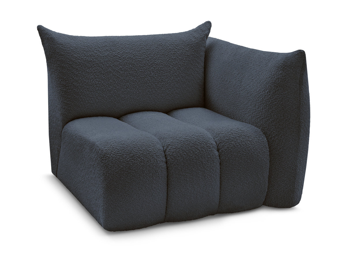 chauffeuse 1 place avec accoudoir pour canapé modulable azra tissu bouclette de couleur bleu foncé