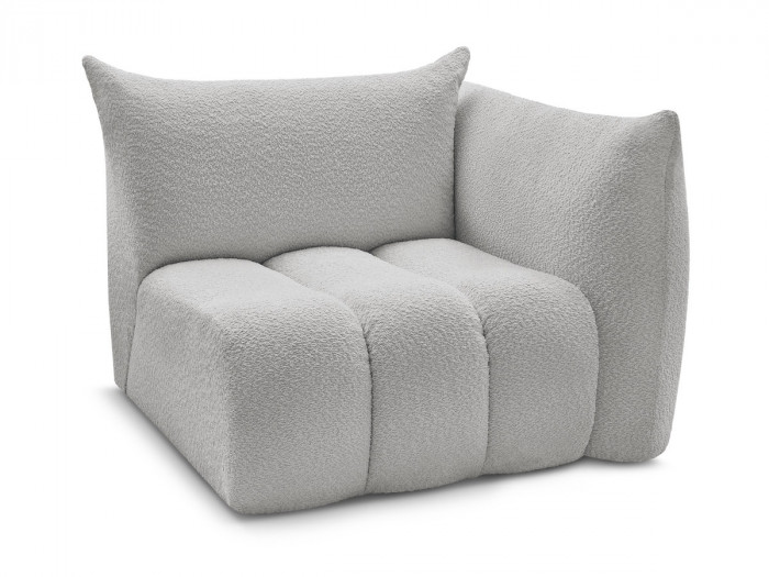 Chauffeuse 1 place avec accoudoir pour canapé modulable AZRA tissu bouclette