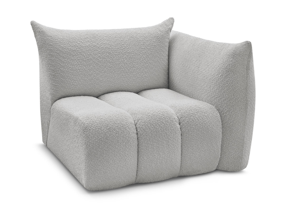 chauffeuse 1 place avec accoudoir pour canapé modulable azra tissu bouclette de couleur gris clair