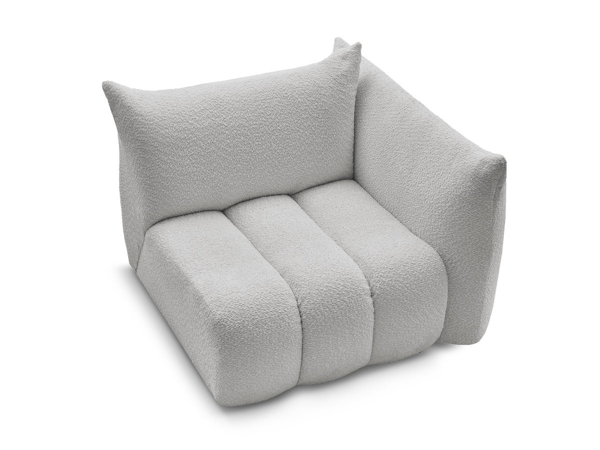 Chauffeuse 1 place avec accoudoir pour canapé modulable AZRA tissu bouclette