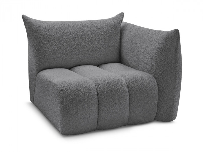 Chauffeuse 1 place avec accoudoir pour canapé modulable AZRA tissu bouclette