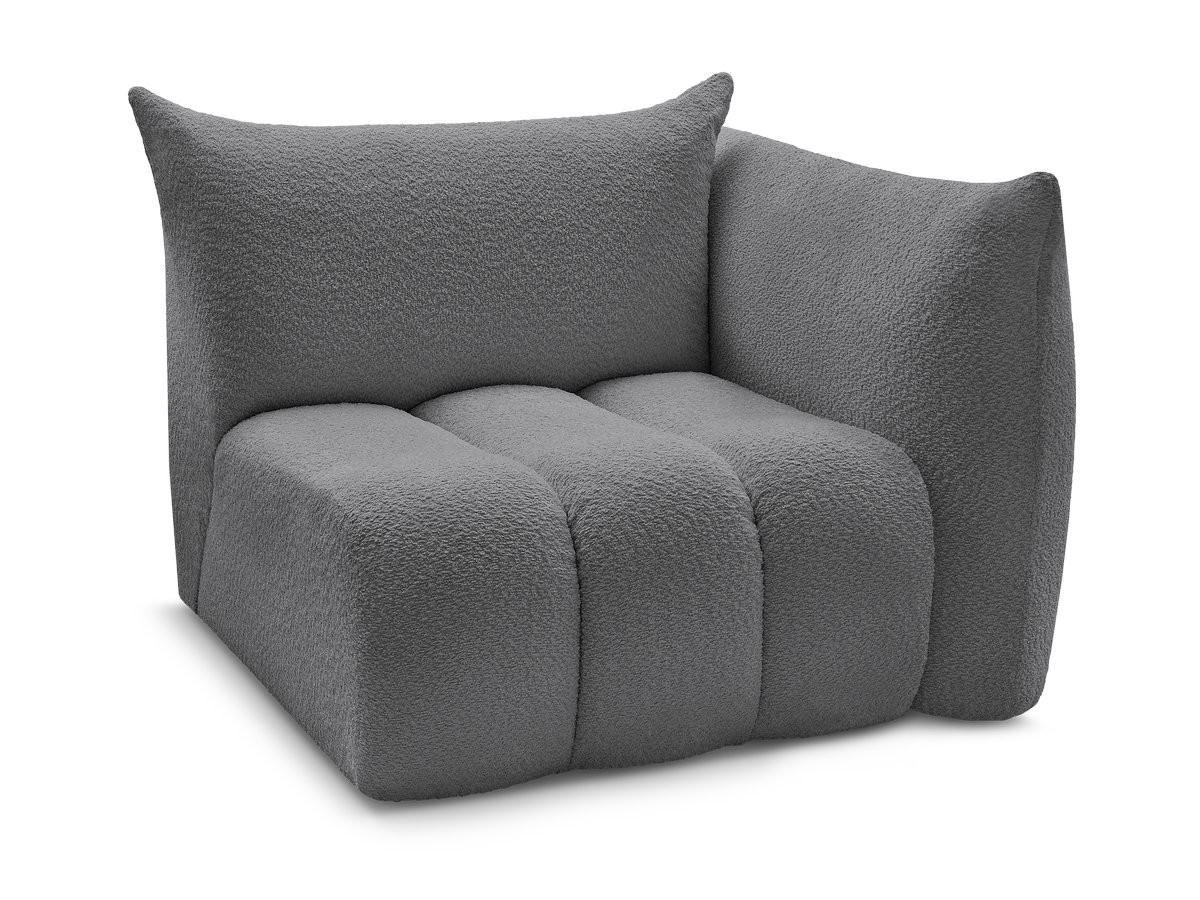 Chauffeuse 1 place avec accoudoir pour canapé modulable AZRA tissu bouclette