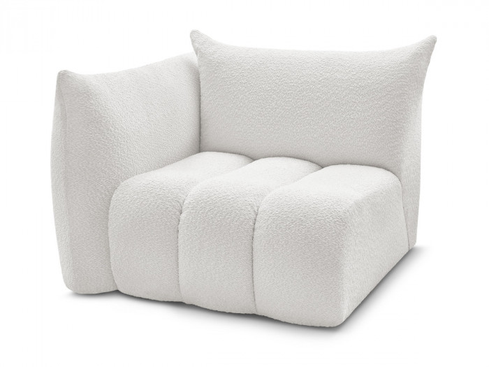 Chauffeuse 1 place avec accoudoir pour canapé modulable AZRA tissu bouclette