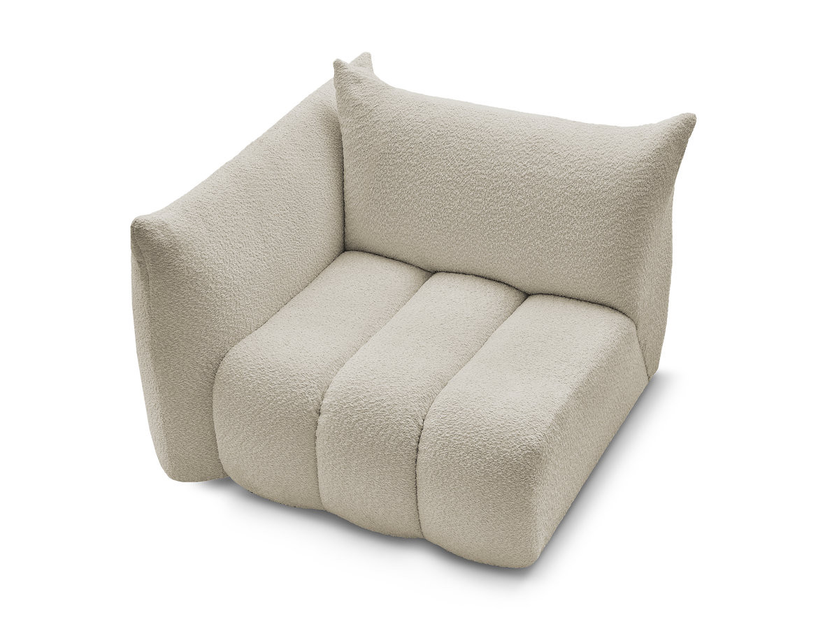 Chauffeuse 1 place avec accoudoir pour canapé modulable AZRA tissu bouclette