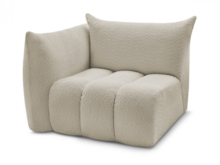 Chauffeuse 1 place avec accoudoir pour canapé modulable AZRA tissu bouclette