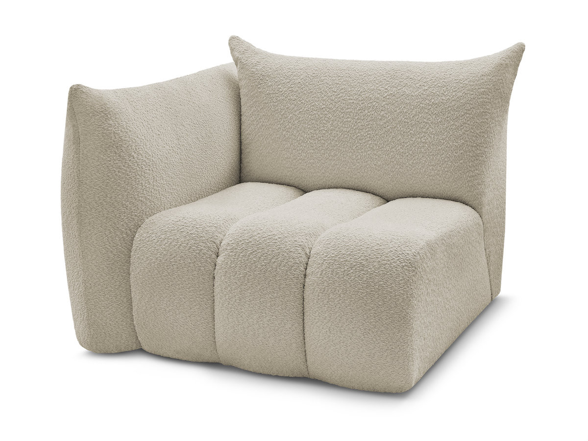 chauffeuse 1 place avec accoudoir pour canapé modulable azra tissu bouclette de couleur beige