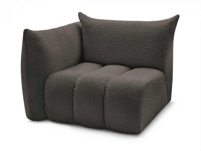 Chauffeuse 1 place avec accoudoir pour canapé modulable AZRA tissu bouclette