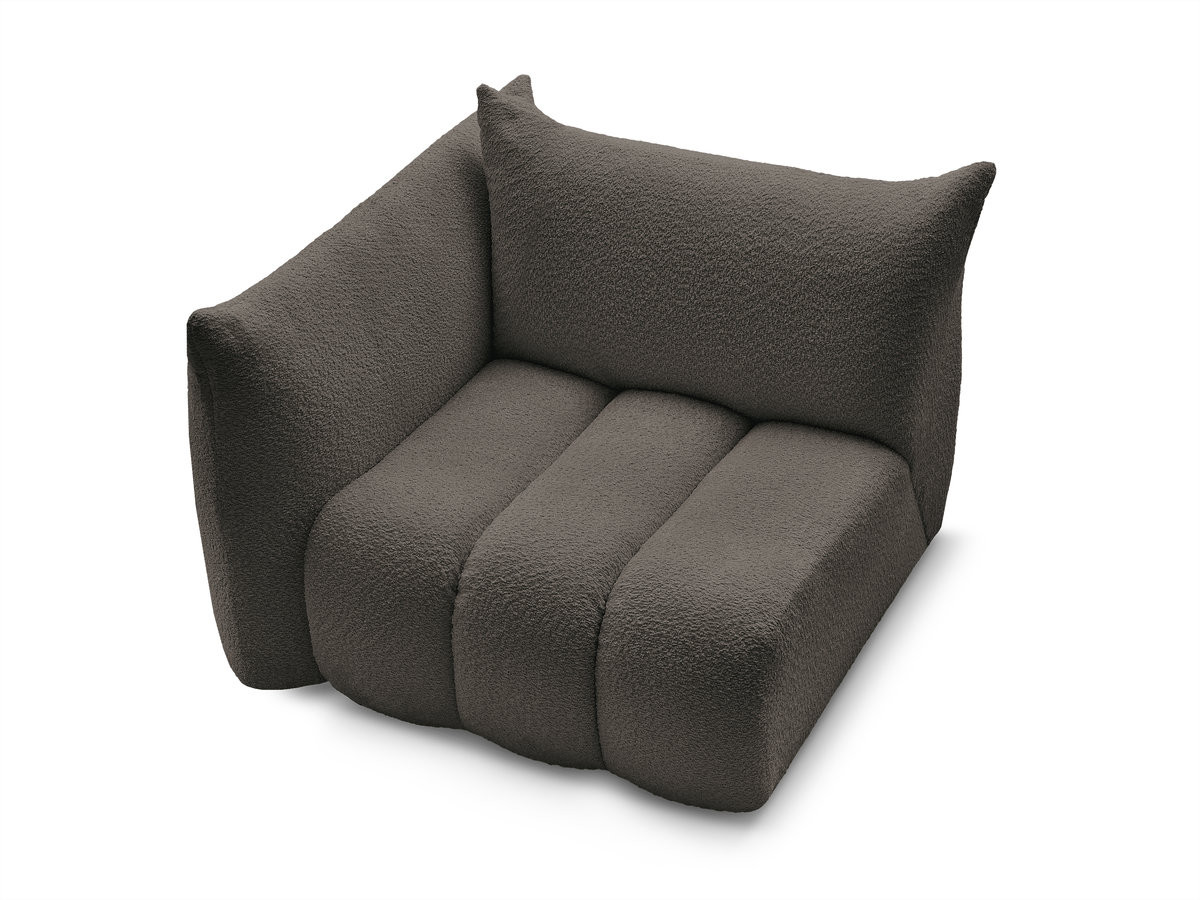 Chauffeuse 1 place avec accoudoir pour canapé modulable AZRA tissu bouclette