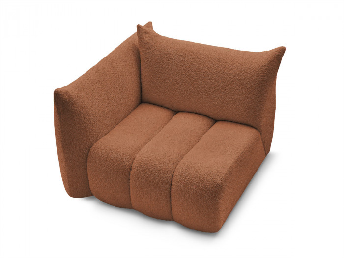 Chauffeuse 1 place avec accoudoir pour canapé modulable AZRA tissu bouclette