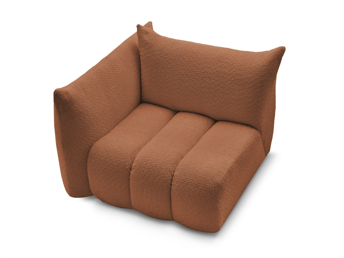 Chauffeuse 1 place avec accoudoir pour canapé modulable AZRA tissu bouclette