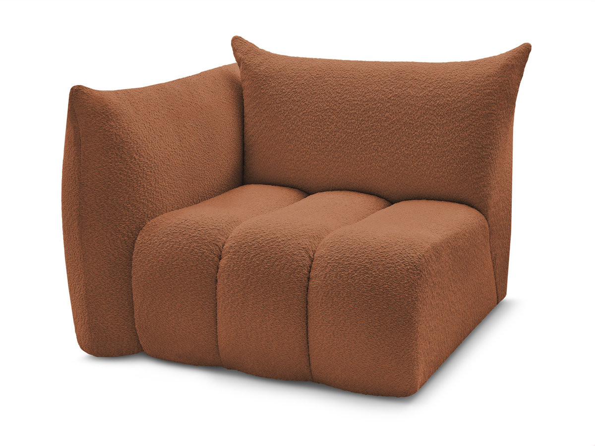 Chauffeuse 1 place avec accoudoir pour canapé modulable AZRA tissu bouclette