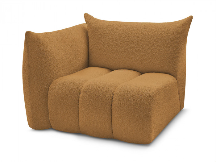 Chauffeuse 1 place avec accoudoir pour canapé modulable AZRA tissu bouclette
