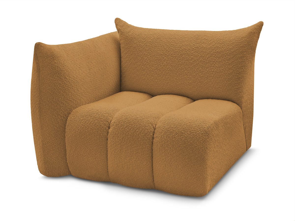 chauffeuse 1 place avec accoudoir pour canapé modulable azra tissu bouclette de couleur jaune