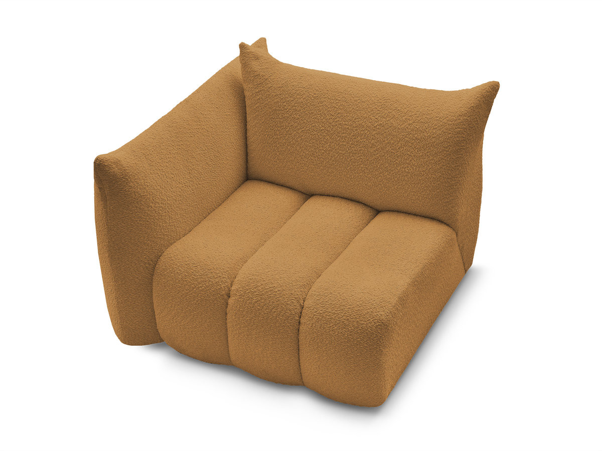 Chauffeuse 1 place avec accoudoir pour canapé modulable AZRA tissu bouclette