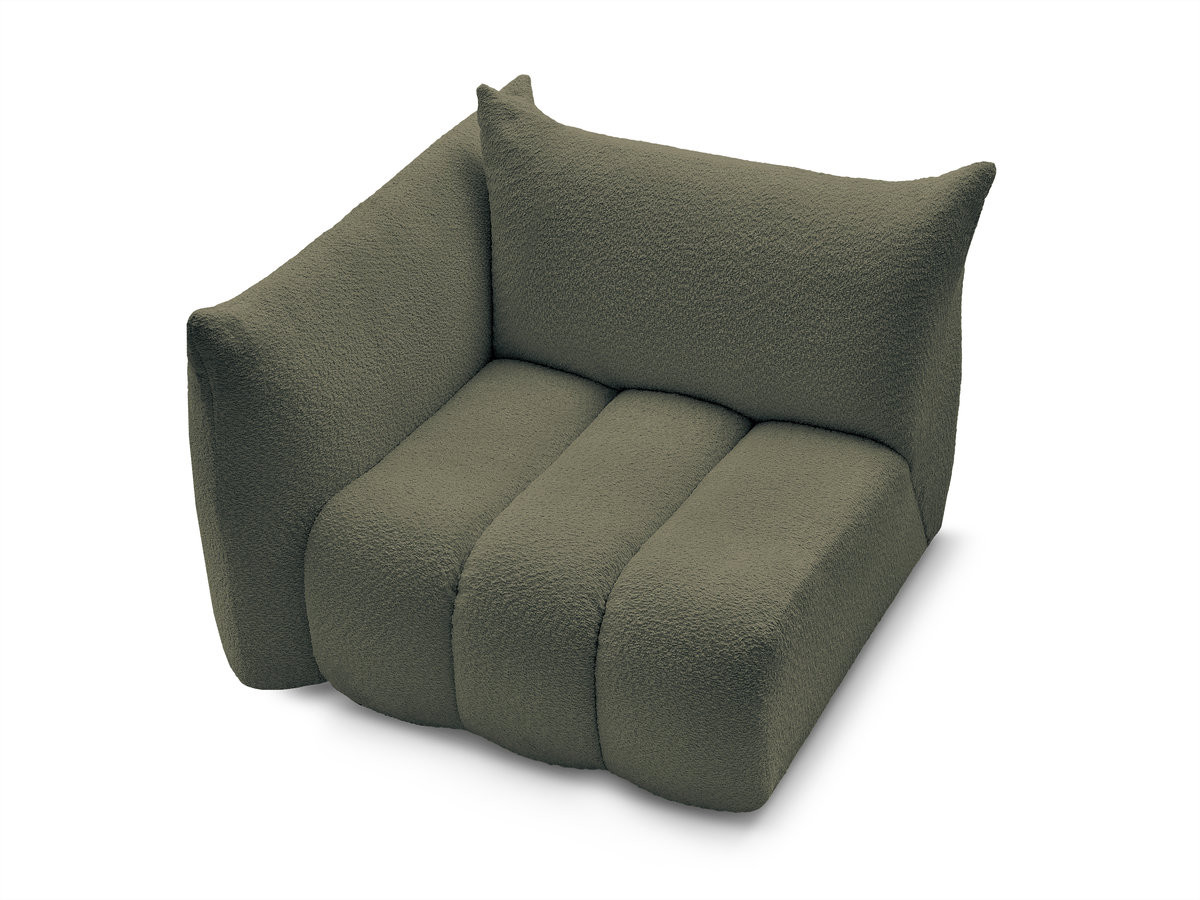 Chauffeuse 1 place avec accoudoir pour canapé modulable AZRA tissu bouclette