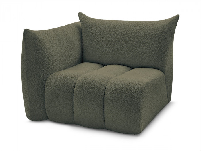 Chauffeuse 1 place avec accoudoir pour canapé modulable AZRA tissu bouclette