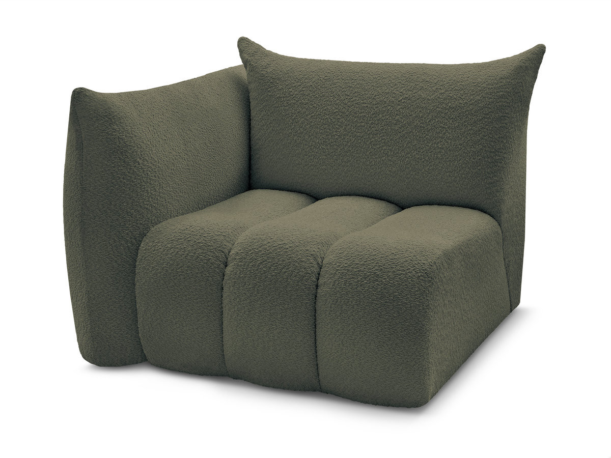 chauffeuse 1 place avec accoudoir pour canapé modulable azra tissu bouclette de couleur vert