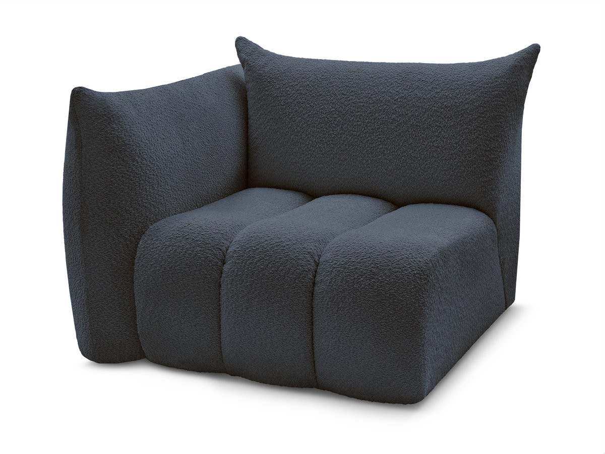 chauffeuse 1 place avec accoudoir pour canapé modulable azra tissu bouclette de couleur bleu foncé