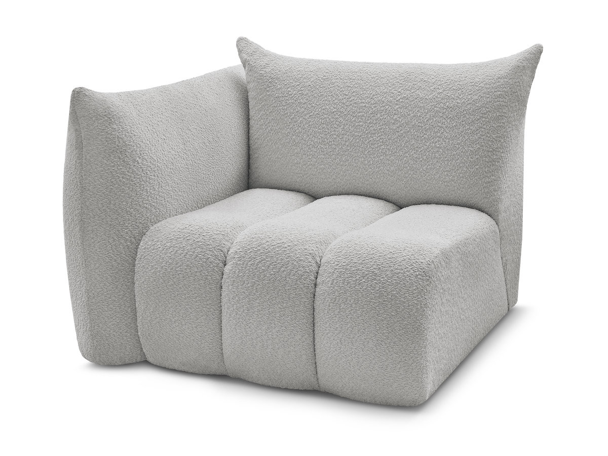 chauffeuse 1 place avec accoudoir pour canapé modulable azra tissu bouclette de couleur gris clair