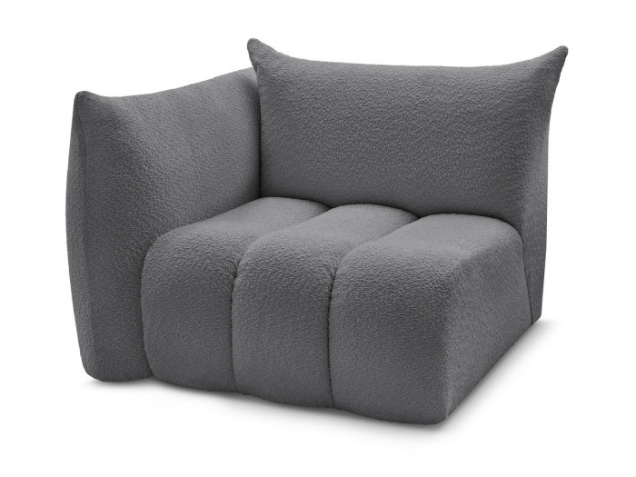 Chauffeuse 1 place avec accoudoir pour canapé modulable AZRA tissu bouclette