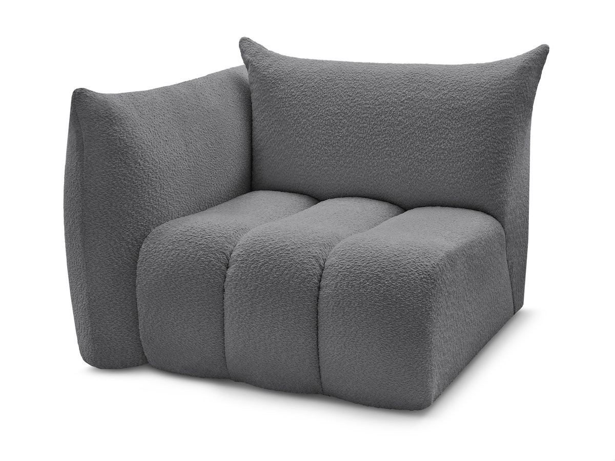 Chauffeuse 1 place avec accoudoir pour canapé modulable AZRA tissu bouclette