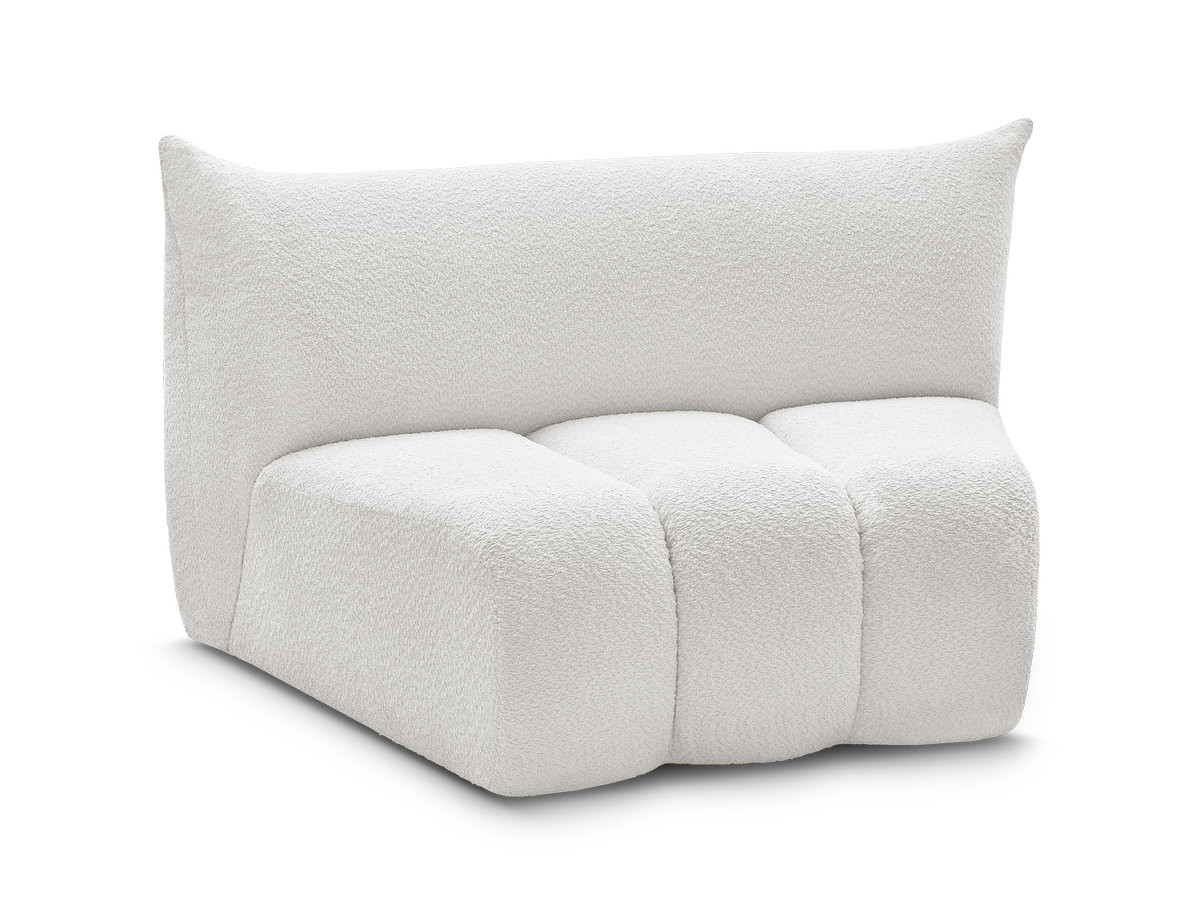 chauffeuse 1 place incurvée pour canapé modulable azra tissu bouclette de couleur blanc