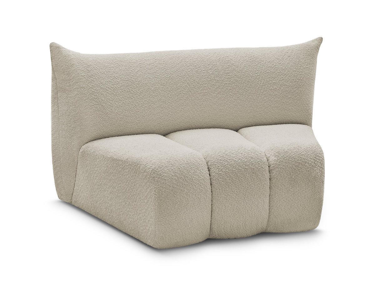 chauffeuse 1 place incurvée pour canapé modulable azra tissu bouclette de couleur beige