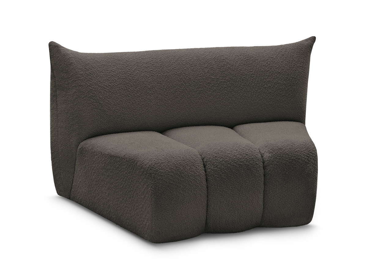 chauffeuse 1 place incurvée pour canapé modulable azra tissu bouclette de couleur marron