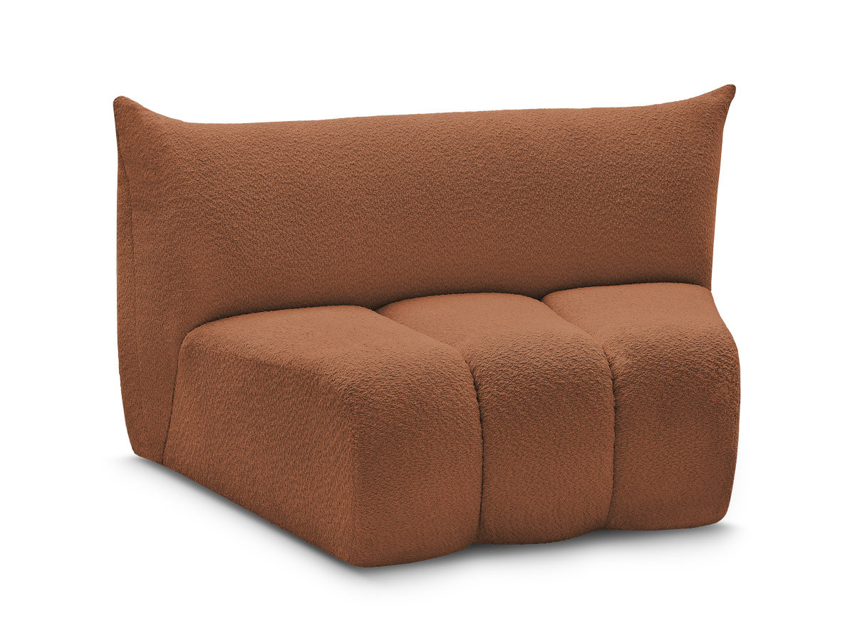 chauffeuse 1 place incurvée pour canapé modulable azra tissu bouclette de couleur orange