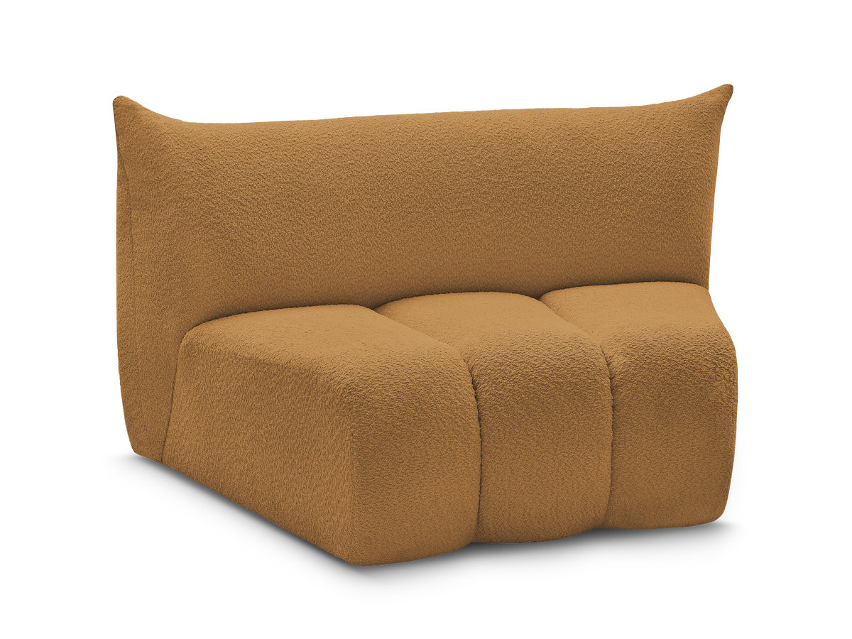 chauffeuse 1 place incurvée pour canapé modulable azra tissu bouclette de couleur jaune