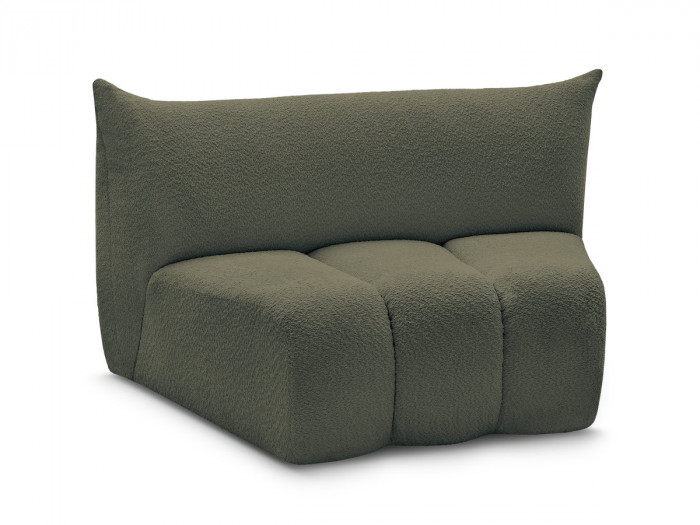 Chauffeuse 1 place incurvée pour canapé modulable AZRA tissu bouclette