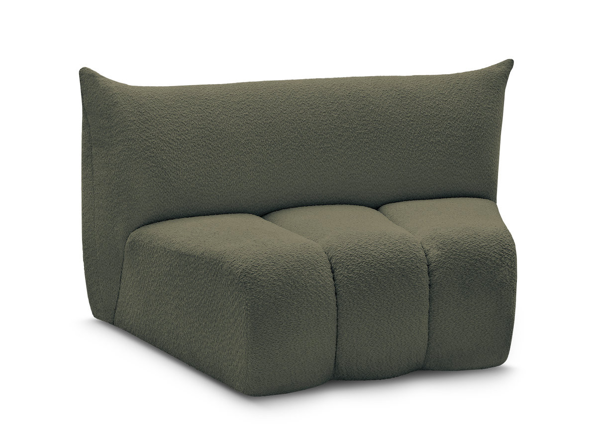 chauffeuse 1 place incurvée pour canapé modulable azra tissu bouclette de couleur vert