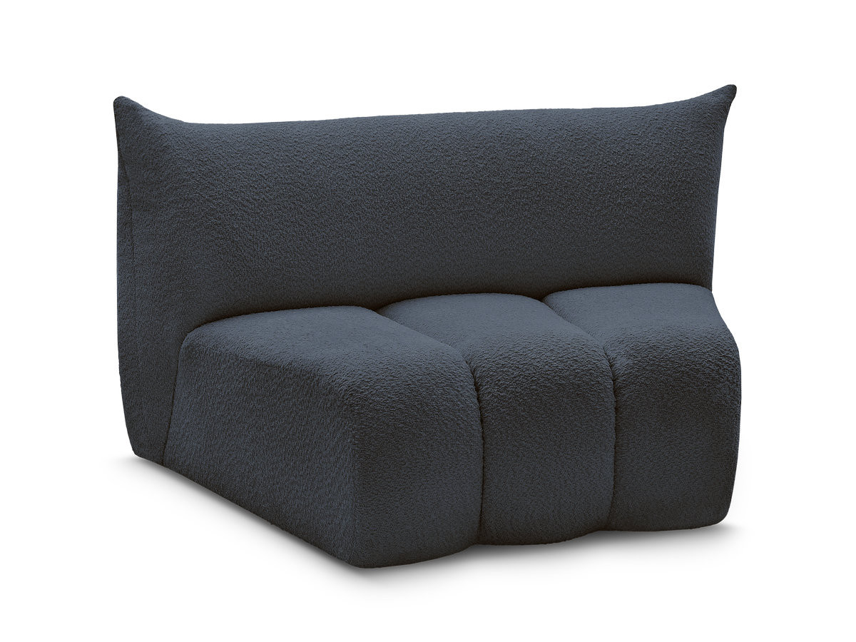 chauffeuse 1 place incurvée pour canapé modulable azra tissu bouclette de couleur bleu foncé