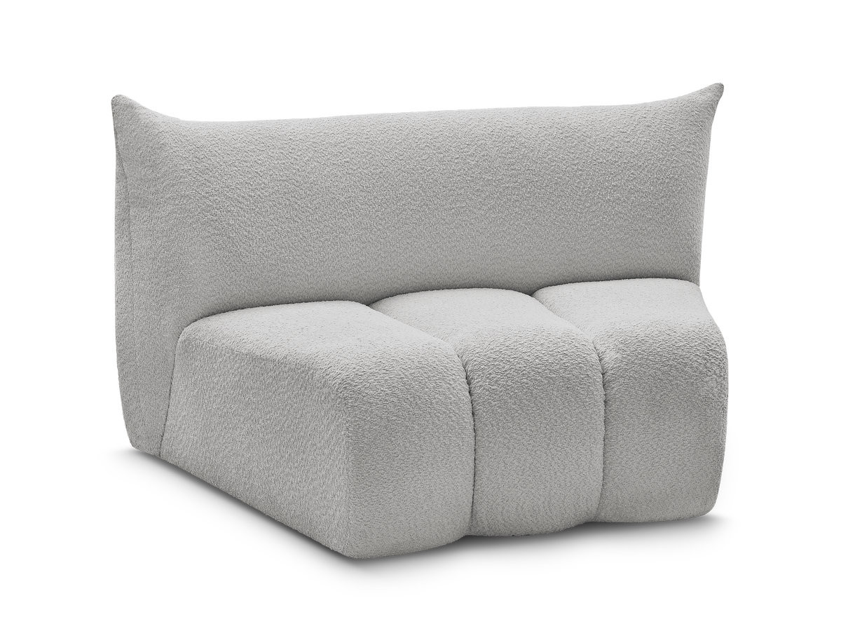 chauffeuse 1 place incurvée pour canapé modulable azra tissu bouclette de couleur gris clair
