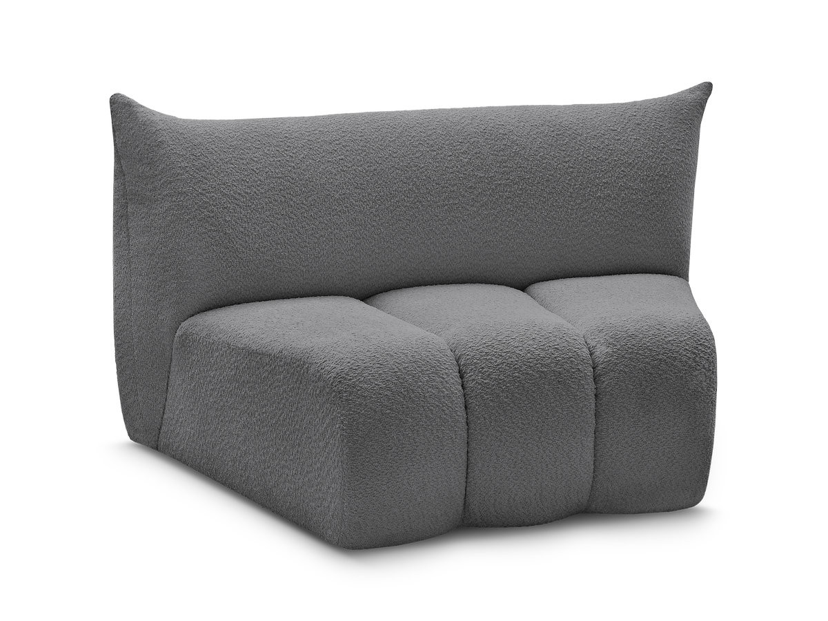 chauffeuse 1 place incurvée pour canapé modulable azra tissu bouclette de couleur gris foncé