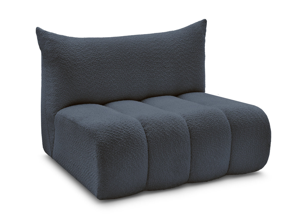 chauffeuse 2 places sans accoudoir pour canapé modulable azra tissu bouclette de couleur bleu foncé