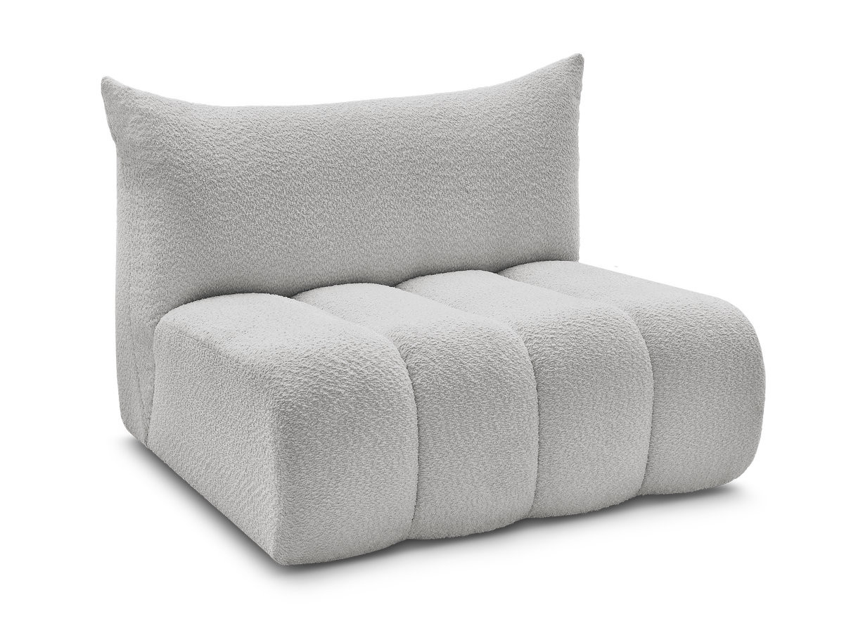 chauffeuse 2 places sans accoudoir pour canapé modulable azra tissu bouclette de couleur gris clair