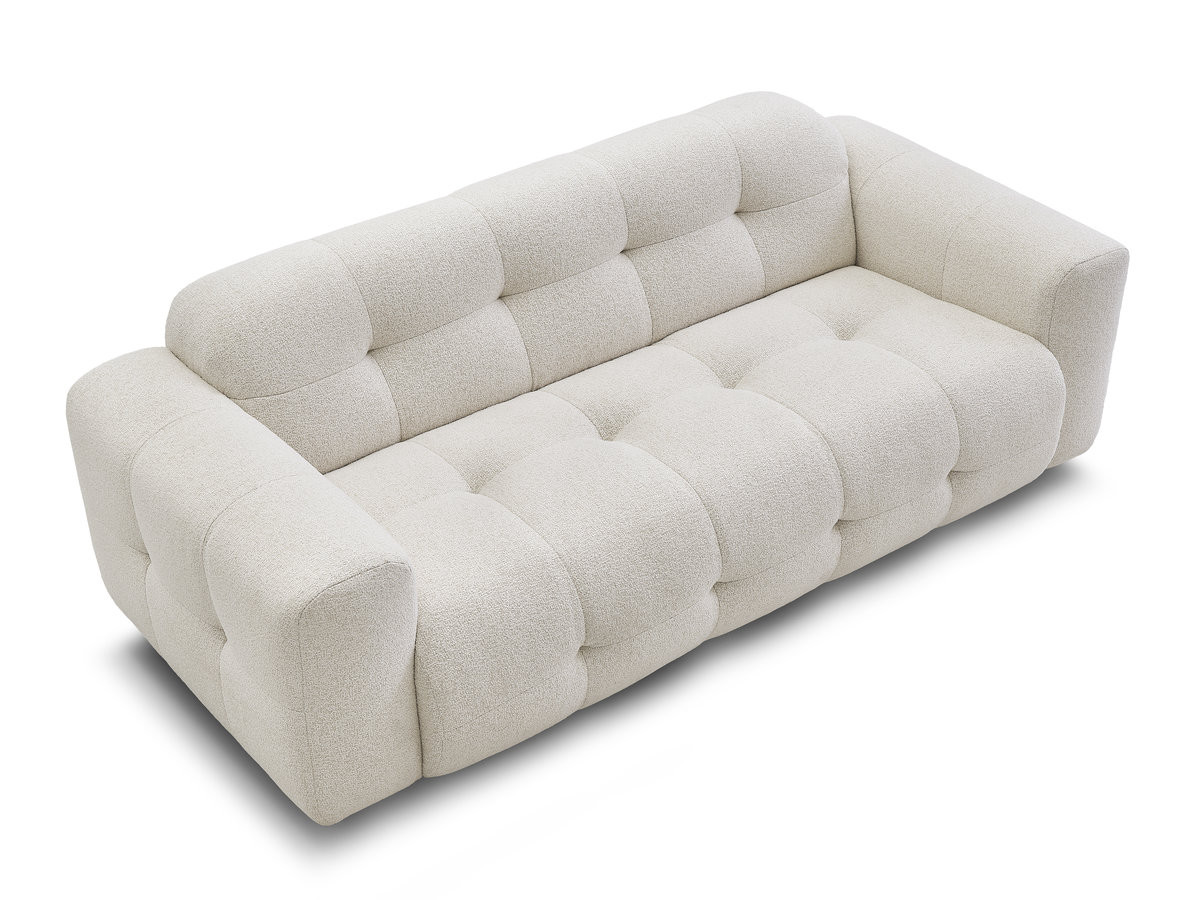 LAURA 3-zits vaste rechte bank in gemêleerde stof