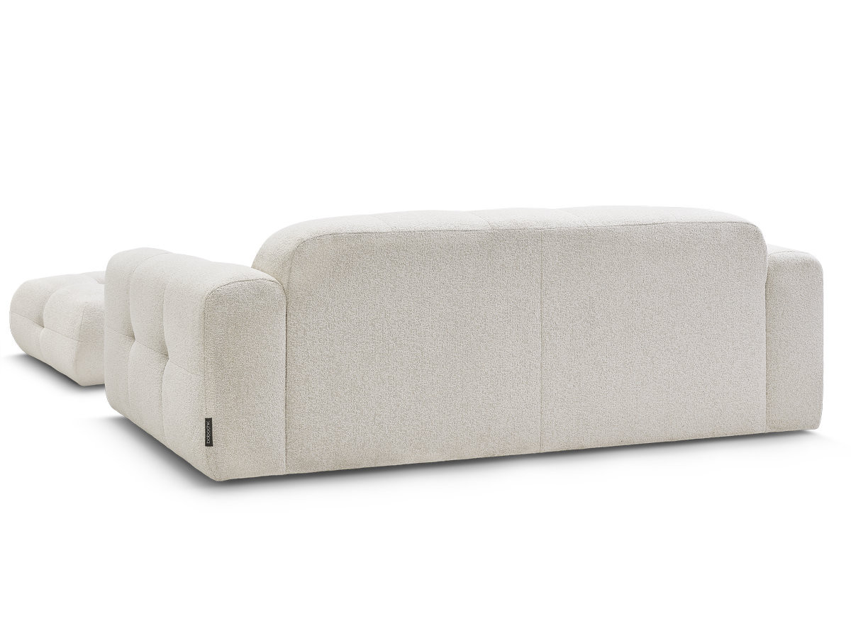 LAURA vaste 3-zitsbank in gemęleerde stof met grote poef