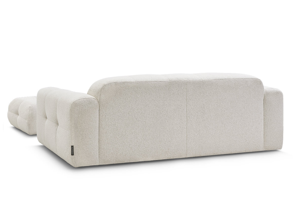 LAURA vaste 3-zits rechte bank in gemêleerde stof met kleine poef