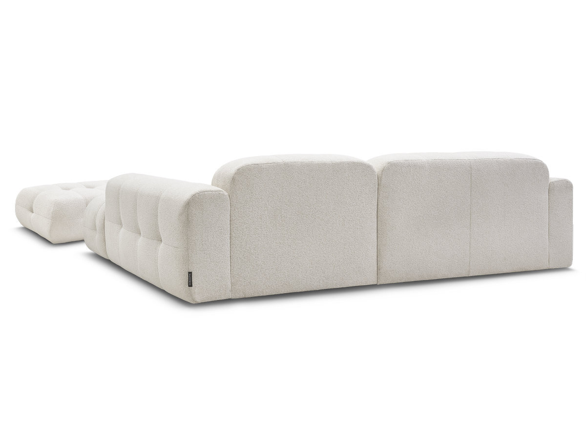 LAURA vaste hoekbank in gemêleerde stof met grote voetenbank