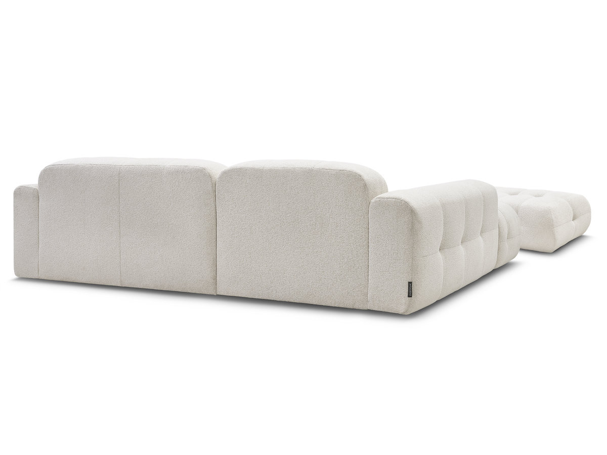 LAURA vaste hoekbank in gemêleerde stof met grote voetenbank