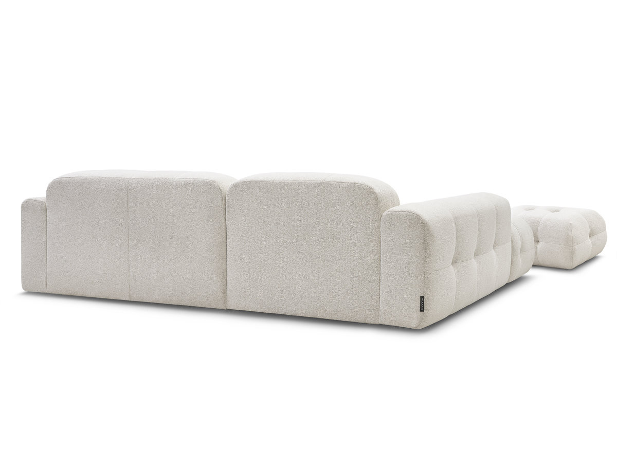 LAURA vaste hoekbank in gemêleerde stof met kleine poef